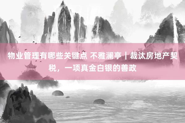 物业管理有哪些关键点 不雅澜亭｜裁汰房地产契税，一项真金白银的善政