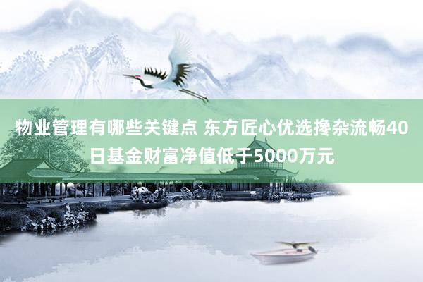 物业管理有哪些关键点 东方匠心优选搀杂流畅40日基金财富净值低于5000万元