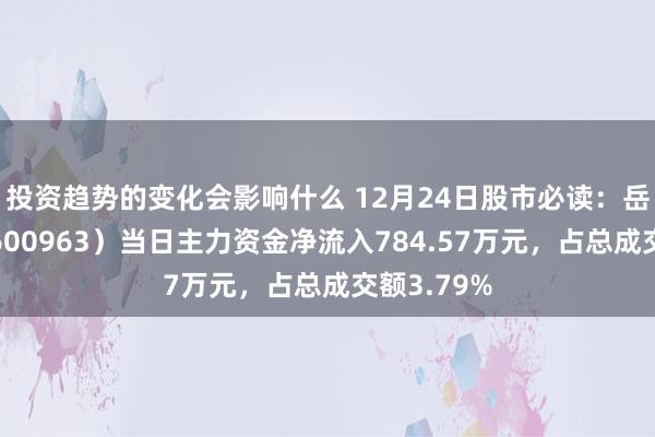 投资趋势的变化会影响什么 12月24日股市必读：岳阳林纸（600963）当日主力资金净流入784.57万元，占总成交额3.79%