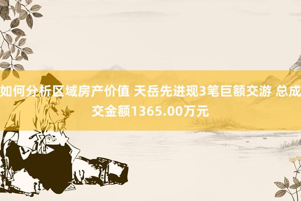 如何分析区域房产价值 天岳先进现3笔巨额交游 总成交金额1365.00万元