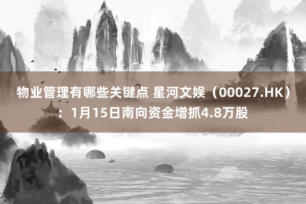 物业管理有哪些关键点 星河文娱（00027.HK）：1月15日南向资金增抓4.8万股