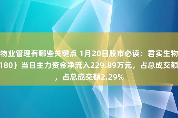 物业管理有哪些关键点 1月20日股市必读：君实生物（688180）当日主力资金净流入229.89万元，占总成交额2.29%