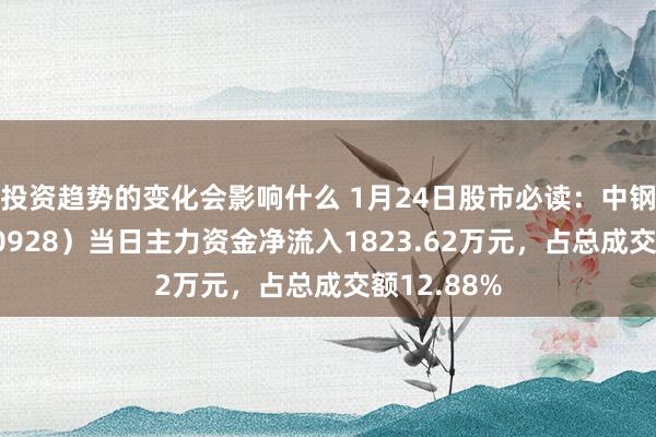 投资趋势的变化会影响什么 1月24日股市必读：中钢国际（000928）当日主力资金净流入1823.62万元，占总成交额12.88%