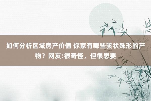 如何分析区域房产价值 你家有哪些骇状殊形的产物？网友:很奇怪，但很思要