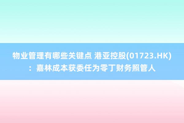 物业管理有哪些关键点 港亚控股(01723.HK)：嘉林成本获委任为零丁财务照管人