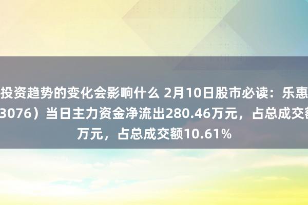 投资趋势的变化会影响什么 2月10日股市必读：乐惠海外（603076）当日主力资金净流出280.46万元，占总成交额10.61%