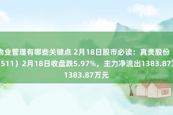 物业管理有哪些关键点 2月18日股市必读：真贵股份（603511）2月18日收盘跌5.97%，主力净流出1383.87万元