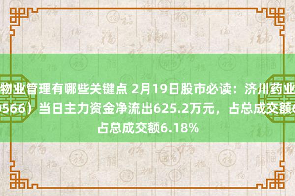 物业管理有哪些关键点 2月19日股市必读：济川药业（600566）当日主力资金净流出625.2万元，占总成交额6.18%