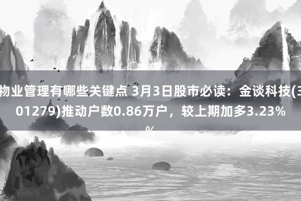 物业管理有哪些关键点 3月3日股市必读：金谈科技(301279)推动户数0.86万户，较上期加多3.23%