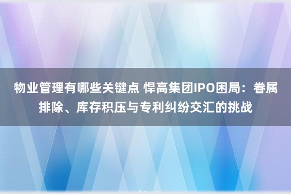 物业管理有哪些关键点 悍高集团IPO困局：眷属排除、库存积压与专利纠纷交汇的挑战