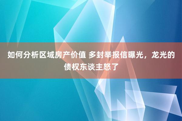 如何分析区域房产价值 多封举报信曝光，龙光的债权东谈主怒了