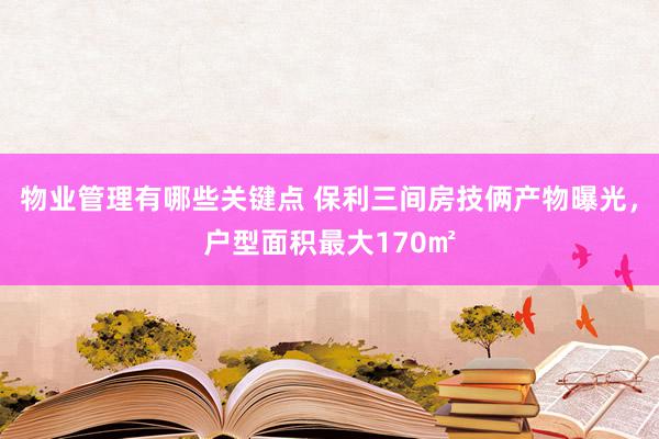 物业管理有哪些关键点 保利三间房技俩产物曝光，户型面积最大170㎡